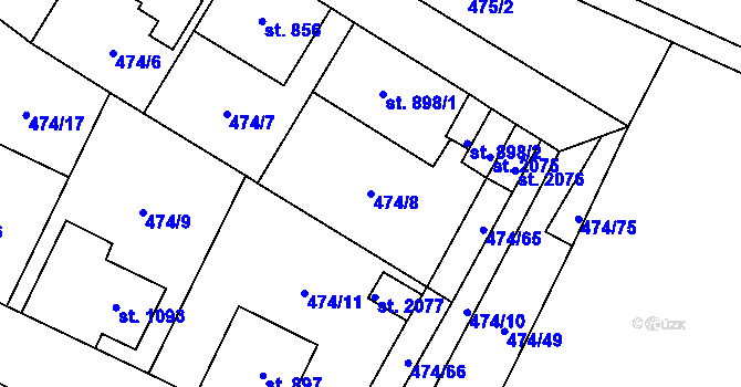 Parcela st. 474/8 v KÚ Přelouč, Katastrální mapa