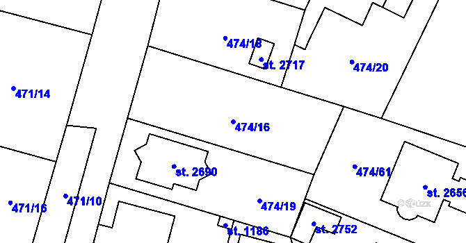Parcela st. 474/16 v KÚ Přelouč, Katastrální mapa