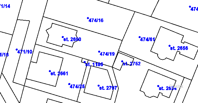 Parcela st. 474/19 v KÚ Přelouč, Katastrální mapa