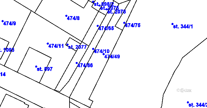 Parcela st. 474/49 v KÚ Přelouč, Katastrální mapa