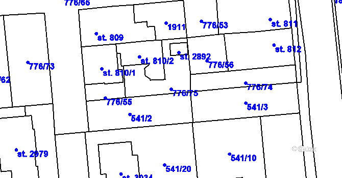 Parcela st. 776/75 v KÚ Přelouč, Katastrální mapa