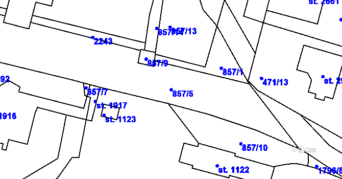 Parcela st. 857/5 v KÚ Přelouč, Katastrální mapa