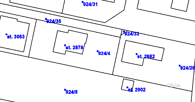 Parcela st. 924/4 v KÚ Přelouč, Katastrální mapa