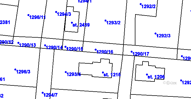 Parcela st. 1290/16 v KÚ Přelouč, Katastrální mapa