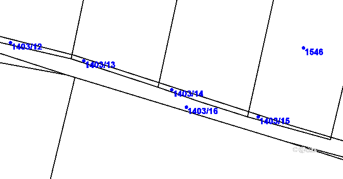 Parcela st. 1403/14 v KÚ Přelouč, Katastrální mapa