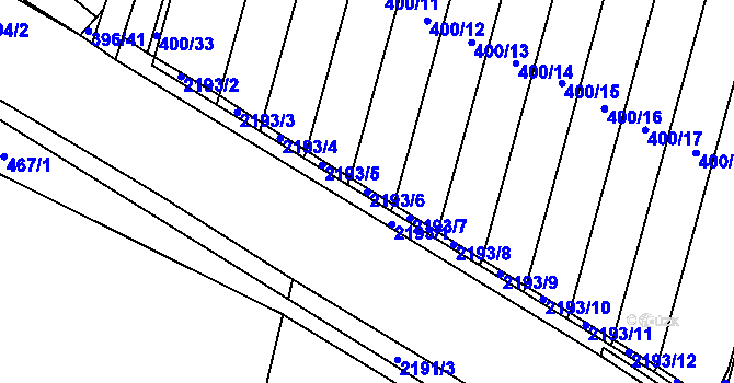 Parcela st. 2193/6 v KÚ Přelouč, Katastrální mapa
