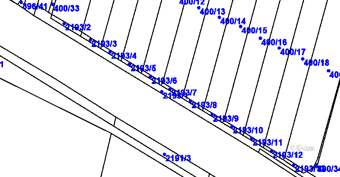 Parcela st. 2193/7 v KÚ Přelouč, Katastrální mapa