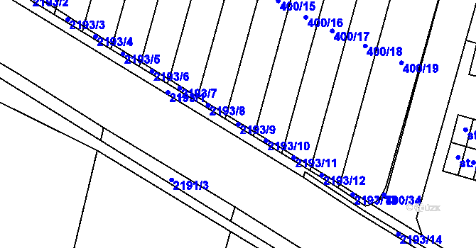 Parcela st. 2193/9 v KÚ Přelouč, Katastrální mapa