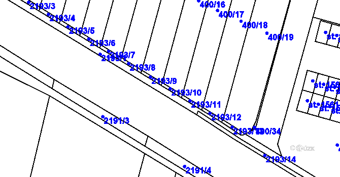 Parcela st. 2193/10 v KÚ Přelouč, Katastrální mapa