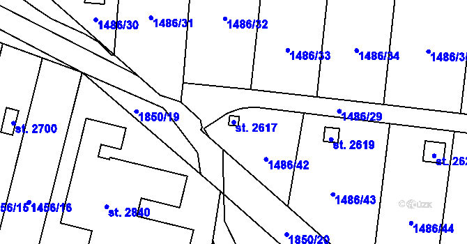 Parcela st. 2617 v KÚ Přelouč, Katastrální mapa