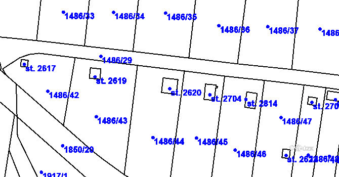 Parcela st. 2620 v KÚ Přelouč, Katastrální mapa