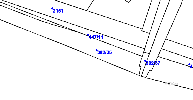 Parcela st. 382/35 v KÚ Přelouč, Katastrální mapa