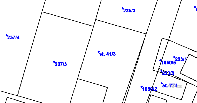 Parcela st. 41/3 v KÚ Přelouč, Katastrální mapa
