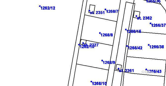 Parcela st. 2727 v KÚ Přelouč, Katastrální mapa
