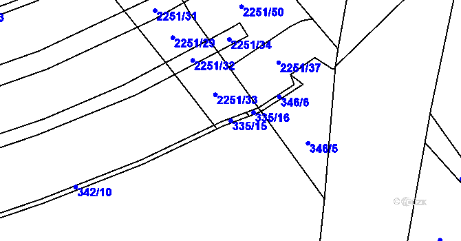 Parcela st. 335/15 v KÚ Přelouč, Katastrální mapa