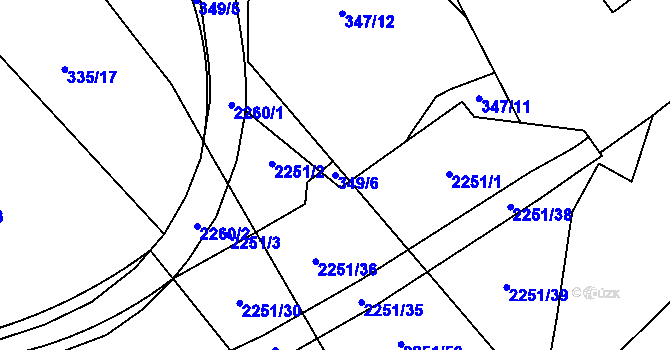 Parcela st. 349/6 v KÚ Přelouč, Katastrální mapa