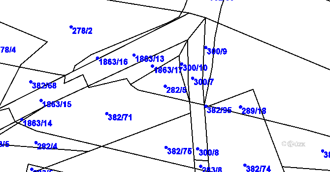 Parcela st. 282/5 v KÚ Přelouč, Katastrální mapa