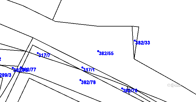 Parcela st. 382/55 v KÚ Přelouč, Katastrální mapa