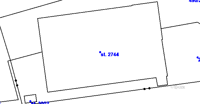 Parcela st. 2744 v KÚ Přelouč, Katastrální mapa