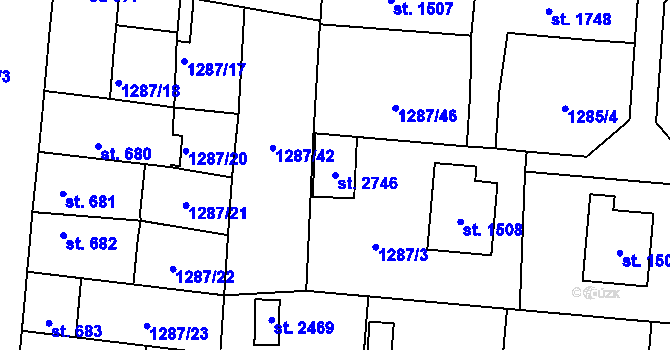 Parcela st. 2746 v KÚ Přelouč, Katastrální mapa