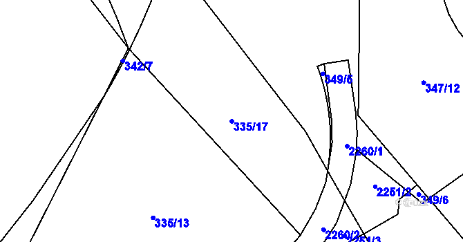 Parcela st. 335/17 v KÚ Přelouč, Katastrální mapa