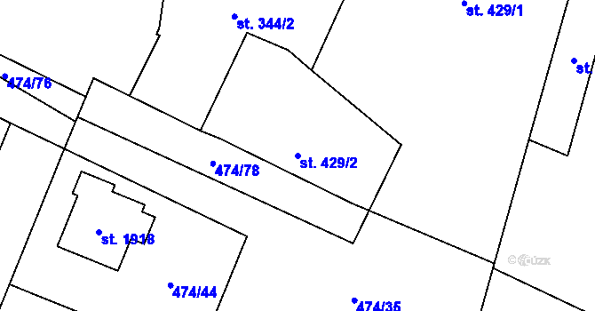 Parcela st. 429/2 v KÚ Přelouč, Katastrální mapa