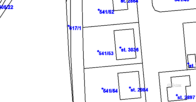 Parcela st. 541/53 v KÚ Přelouč, Katastrální mapa
