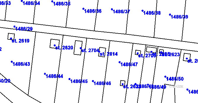 Parcela st. 2814 v KÚ Přelouč, Katastrální mapa