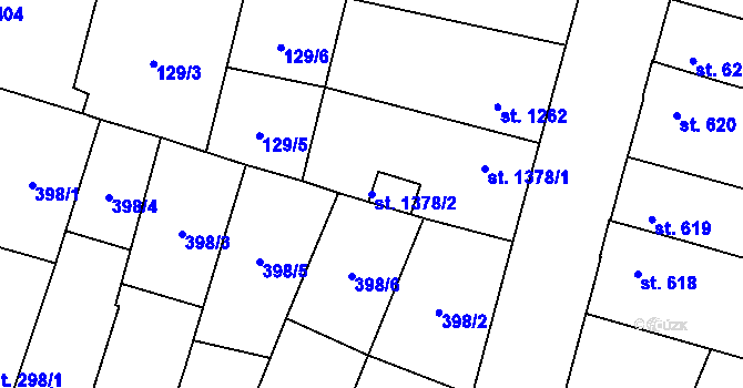 Parcela st. 1378/2 v KÚ Přelouč, Katastrální mapa