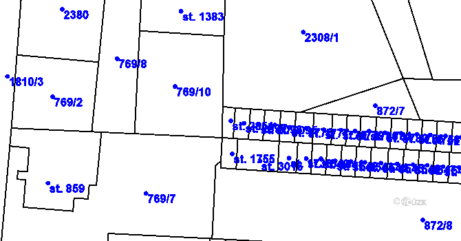 Parcela st. 2851 v KÚ Přelouč, Katastrální mapa