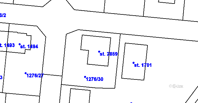 Parcela st. 2859 v KÚ Přelouč, Katastrální mapa