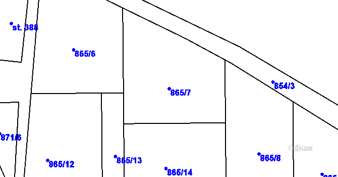 Parcela st. 865/7 v KÚ Přelouč, Katastrální mapa