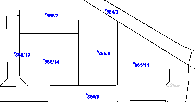 Parcela st. 865/8 v KÚ Přelouč, Katastrální mapa
