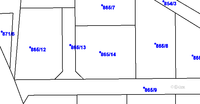 Parcela st. 865/14 v KÚ Přelouč, Katastrální mapa