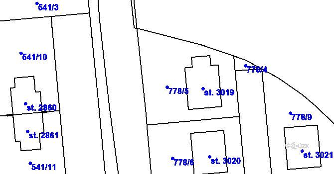 Parcela st. 778/5 v KÚ Přelouč, Katastrální mapa