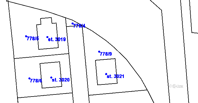 Parcela st. 778/9 v KÚ Přelouč, Katastrální mapa