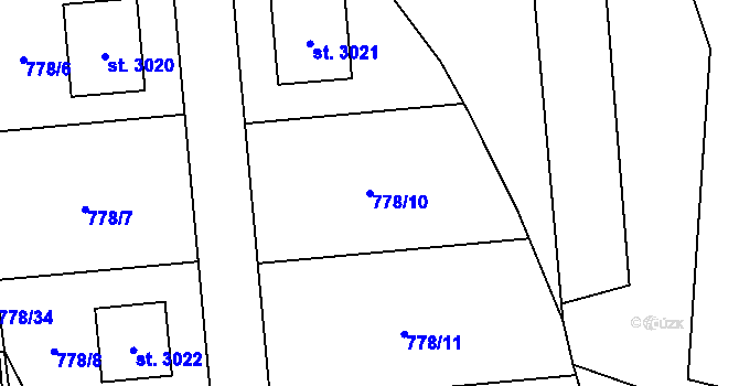 Parcela st. 778/10 v KÚ Přelouč, Katastrální mapa