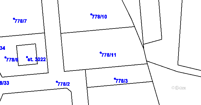 Parcela st. 778/11 v KÚ Přelouč, Katastrální mapa