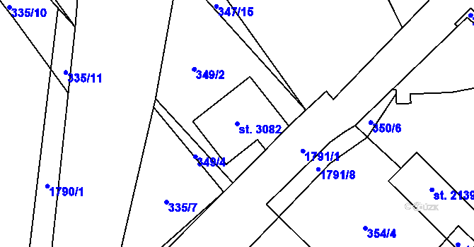 Parcela st. 3082 v KÚ Přelouč, Katastrální mapa