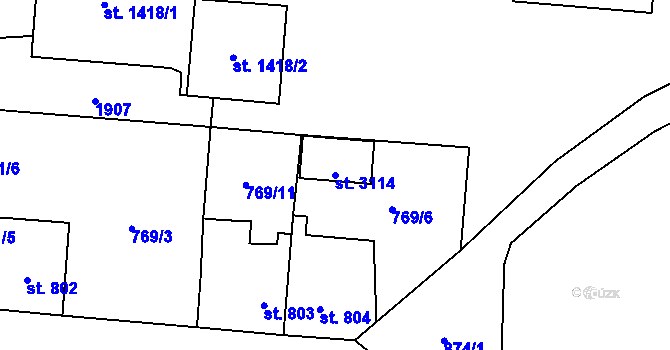 Parcela st. 3114 v KÚ Přelouč, Katastrální mapa