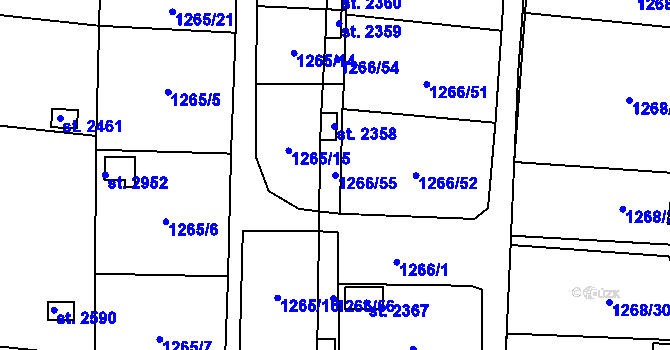 Parcela st. 1266/55 v KÚ Přelouč, Katastrální mapa