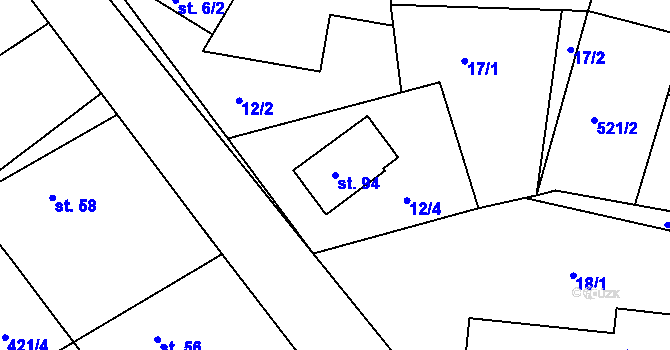 Parcela st. 94 v KÚ Přelovice, Katastrální mapa