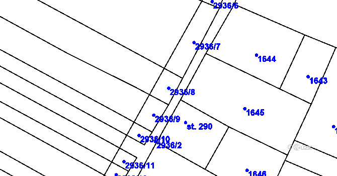 Parcela st. 2936/8 v KÚ Přemyslovice, Katastrální mapa