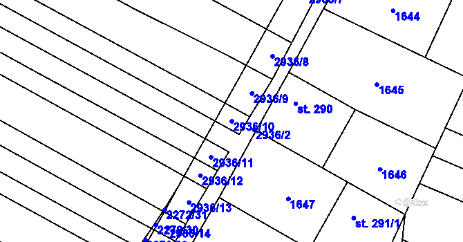 Parcela st. 2936/10 v KÚ Přemyslovice, Katastrální mapa