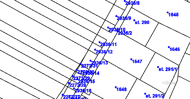 Parcela st. 2936/12 v KÚ Přemyslovice, Katastrální mapa