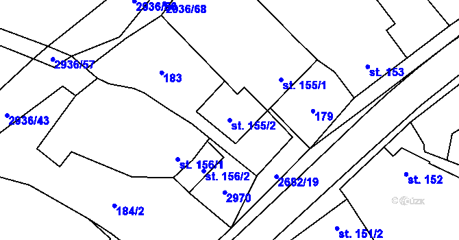 Parcela st. 155/2 v KÚ Přemyslovice, Katastrální mapa