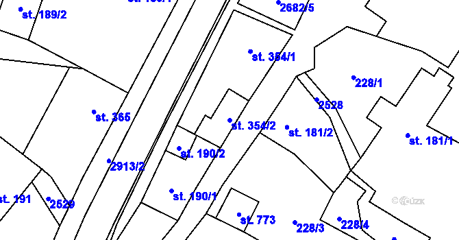 Parcela st. 354/2 v KÚ Přemyslovice, Katastrální mapa