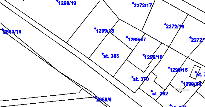 Parcela st. 383 v KÚ Přemyslovice, Katastrální mapa