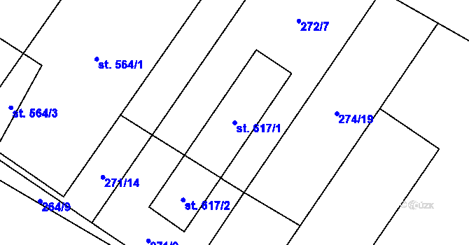 Parcela st. 617/1 v KÚ Přemyslovice, Katastrální mapa