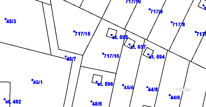 Parcela st. 717/16 v KÚ Přemyslovice, Katastrální mapa
